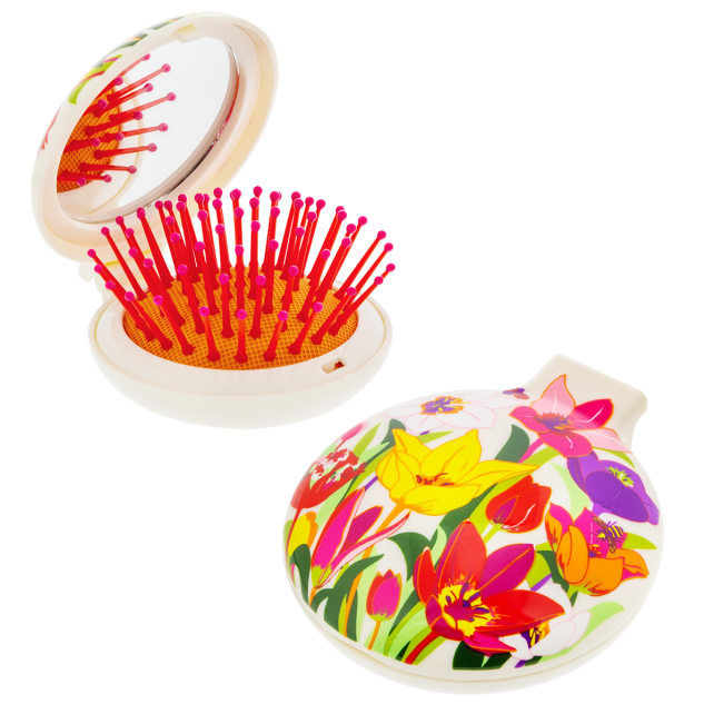Pylones Aynalı Katlanabilir Saç Fırçası - Lady Retro - Tulipes