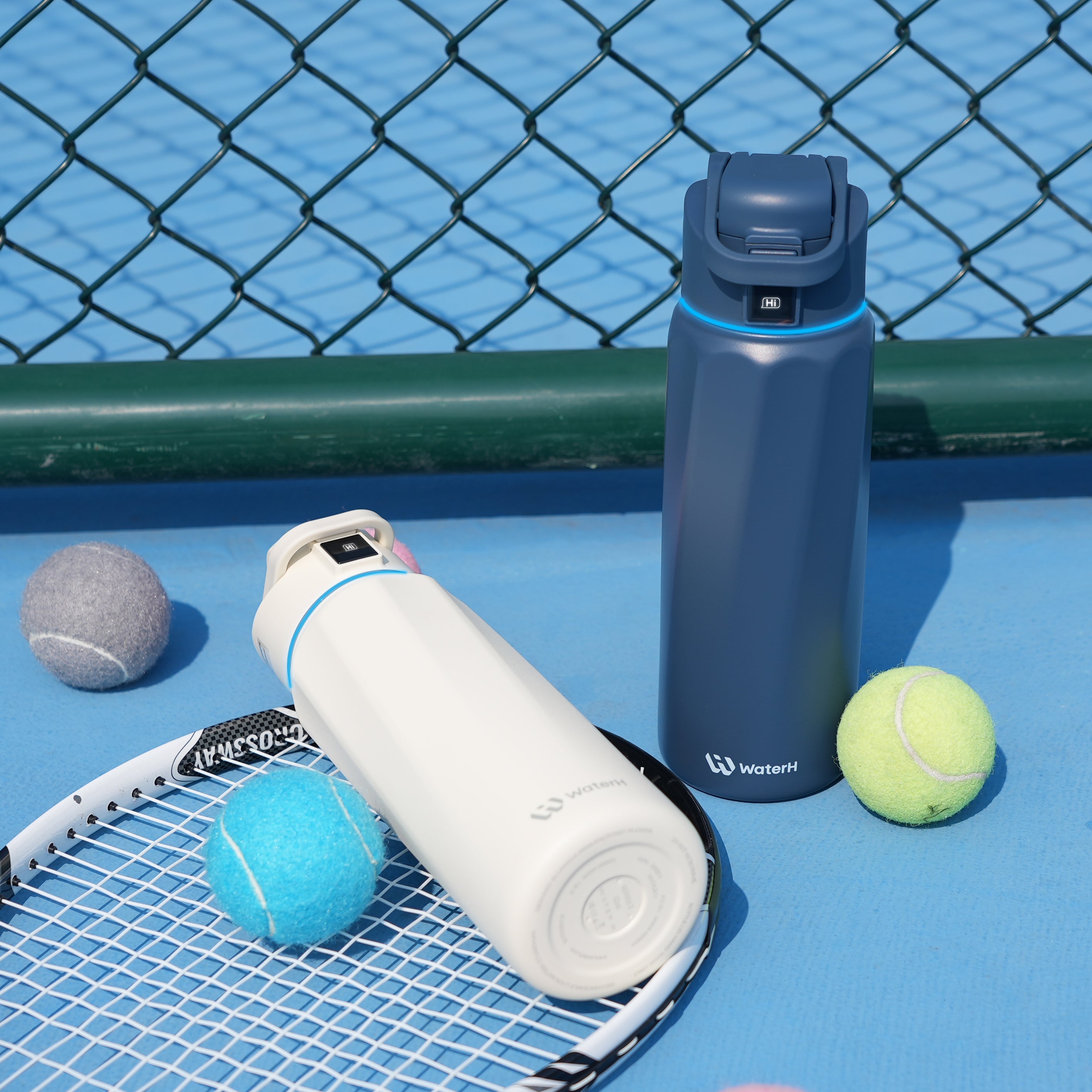 WaterH Boost Akıllı Termos - Hidrasyon Takibi Yapan, Yalıtımlı 0.95 L Akıllı Su Şişesi - Koyu Mavi