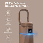 WaterH Boost Akıllı Termos - Hidrasyon Takibi Yapan, Yalıtımlı 0.7 L Akıllı Su Şişesi - Kahverengi