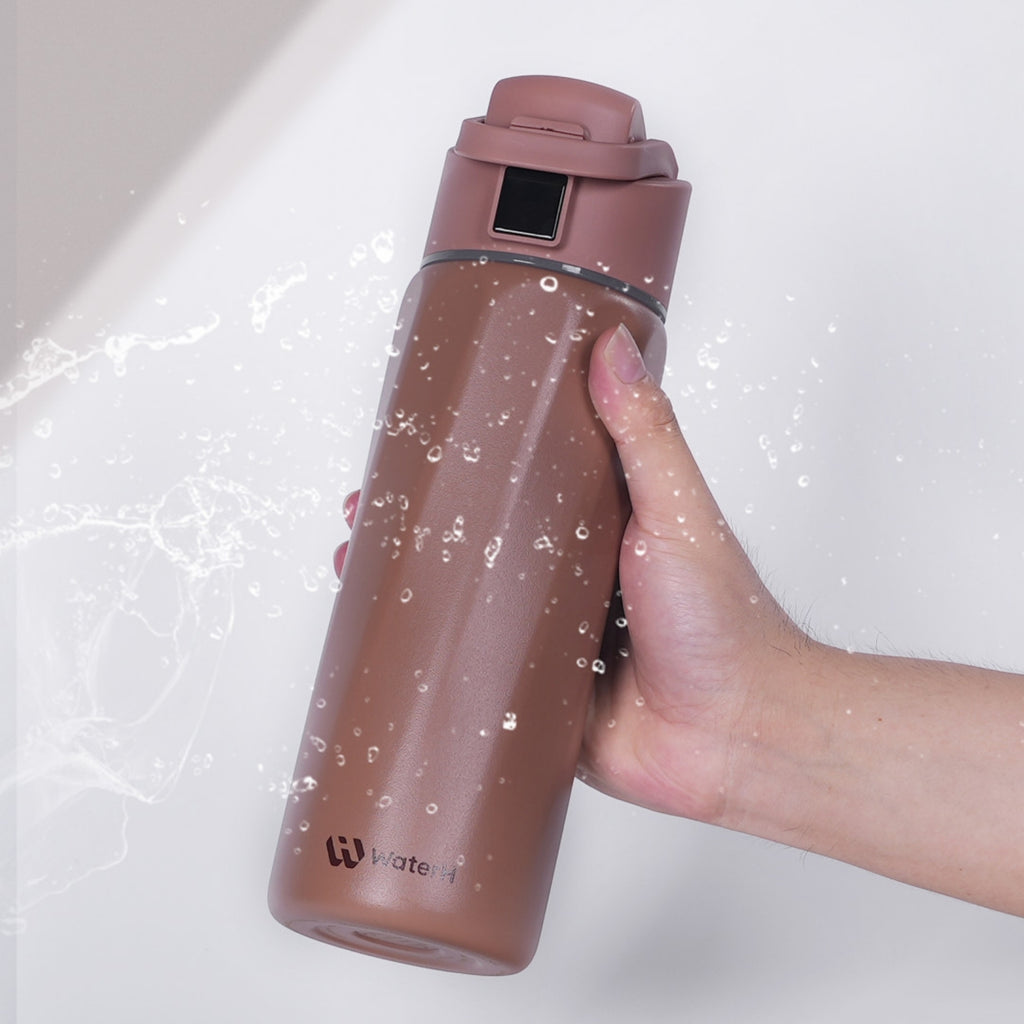 WaterH Boost Akıllı Termos - Hidrasyon Takibi Yapan, Yalıtımlı 0.7 L Akıllı Su Şişesi - Kahverengi