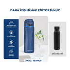WaterH Boost Akıllı Termos - Hidrasyon Takibi Yapan, Yalıtımlı 0.95 L Akıllı Su Şişesi - Koyu Mavi