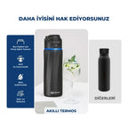 WaterH Boost Akıllı Termos - Hidrasyon Takibi Yapan, Yalıtımlı 0.7 L Akıllı Su Şişesi - Siyah