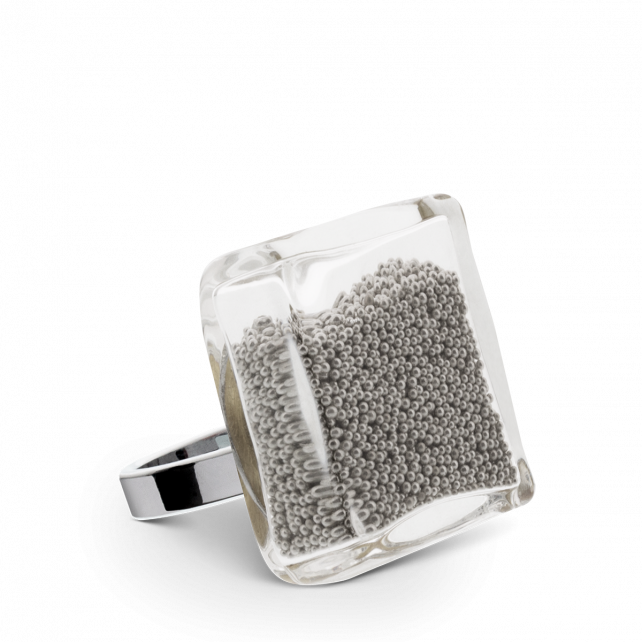 Silver Carré Medium Billes