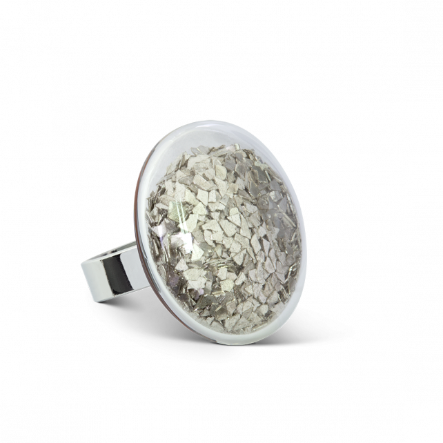 Silver Yüzük Galet Medium Paillettes