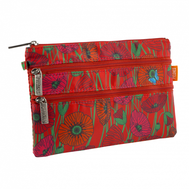 Pylones 3 Fermuarlı Çanta - Zip It - Coquelicots