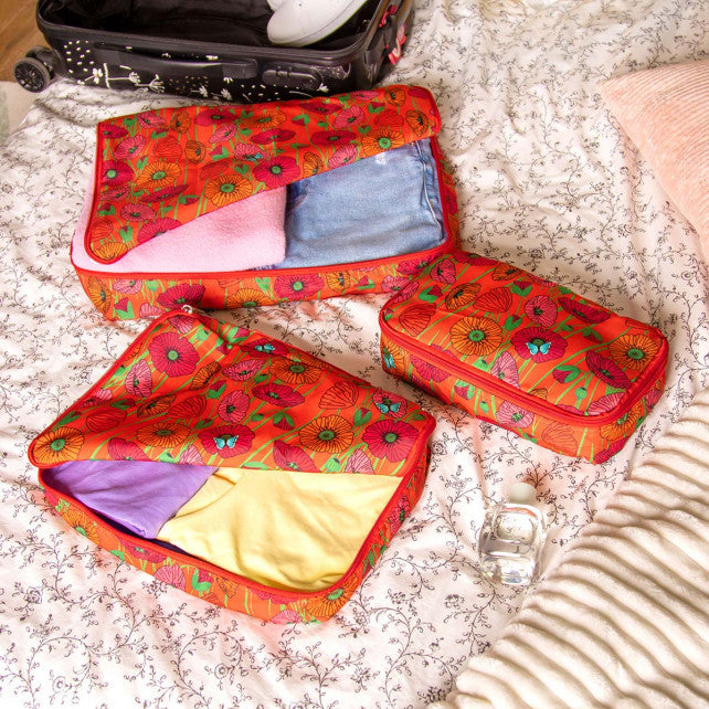 Pylones 3'lü Seyahat Çantası Seti - Travel Organizer - Coquelicots