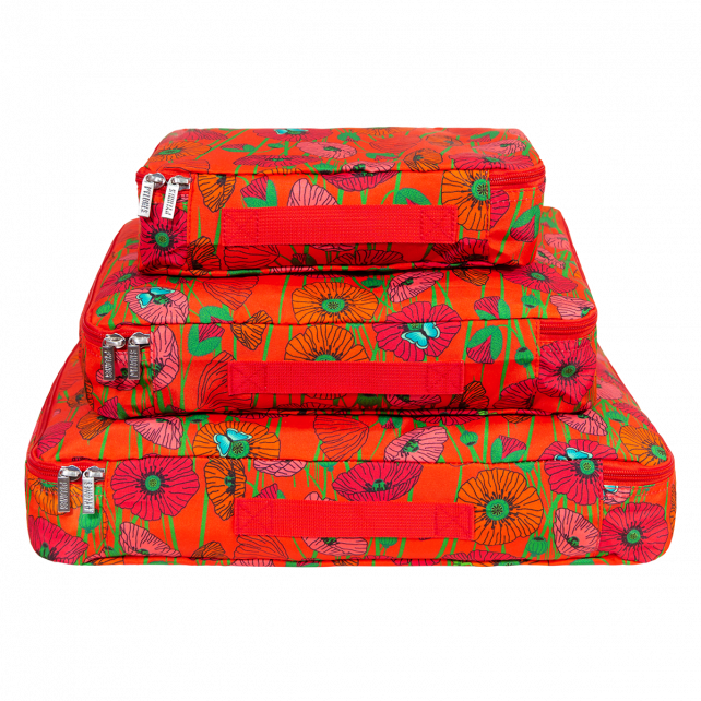 Pylones 3'lü Seyahat Çantası Seti - Travel Organizer - Coquelicots