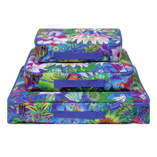 Pylones 3'lü Seyahat Çantası Seti - Travel Organizer - Fleurs d'eau