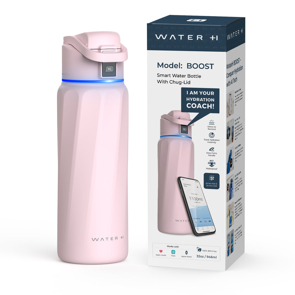 WaterH Boost Akıllı Termos - Hidrasyon Takibi Yapan, Yalıtımlı 0.7 L Akıllı Su Şişesi - Açık Pembe