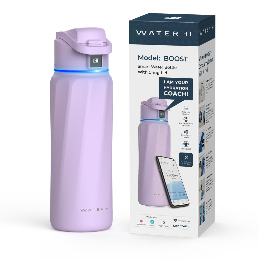 WaterH Boost Akıllı Termos - Hidrasyon Takibi Yapan, Yalıtımlı 0.7 L Akıllı Su Şişesi - Mor