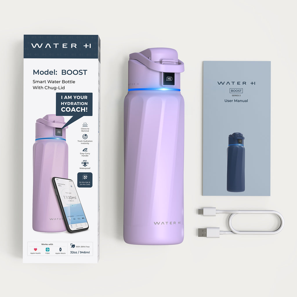 WaterH Boost Akıllı Termos - Hidrasyon Takibi Yapan, Yalıtımlı 0.7 L Akıllı Su Şişesi - Mor