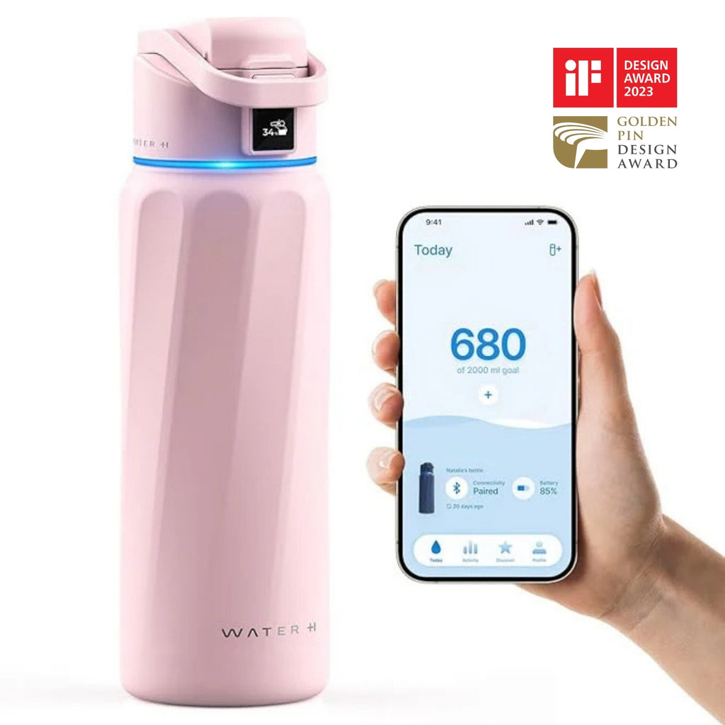 WaterH Boost Akıllı Termos - Hidrasyon Takibi Yapan, Yalıtımlı 0.7 L Akıllı Su Şişesi - Açık Pembe