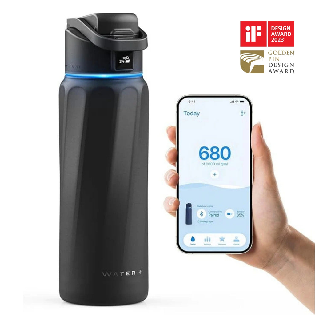 WaterH Boost Akıllı Termos - Hidrasyon Takibi Yapan, Yalıtımlı 0.7 L Akıllı Su Şişesi - Siyah