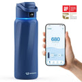WaterH Boost Akıllı Termos - Hidrasyon Takibi Yapan, Yalıtımlı 0.95 L Akıllı Su Şişesi - Koyu Mavi